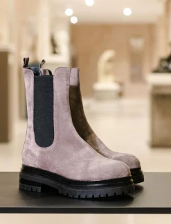 Stivaletti tacco 3cm camoscio grigio