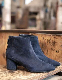 Stivaletti tacco 5cm camoscio blu