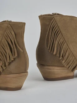 Stivaletti tacco 4cm camoscio beige