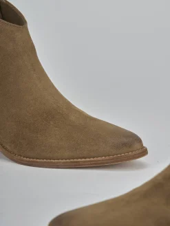 Stivaletti tacco 4cm camoscio beige