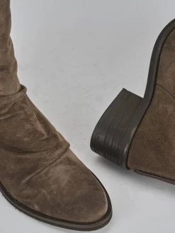 Stivaletti tacco 5cm camoscio beige