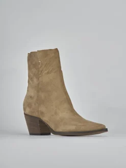 Stivaletti tacco 6cm camoscio marrone