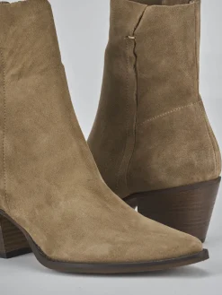 Stivaletti tacco 6cm camoscio marrone