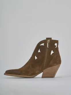 Stivaletti tacco 6cm camoscio marrone