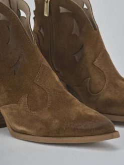 Stivaletti tacco 6cm camoscio marrone