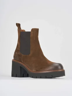 Stivaletti tacco 6cm camoscio marrone