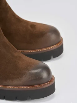 Stivaletti tacco 6cm camoscio marrone