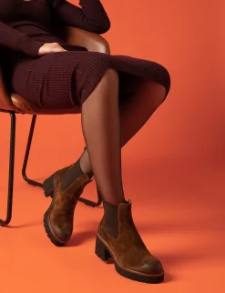 Stivaletti tacco 6cm camoscio marrone