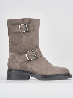 Stivaletti tacco 2cm camoscio grigio