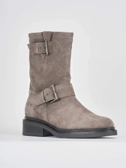 Stivaletti tacco 2cm camoscio grigio