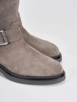 Stivaletti tacco 2cm camoscio grigio