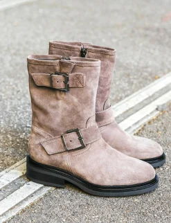 Stivaletti tacco 2cm camoscio grigio