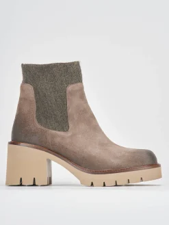 Stivaletti tacco 5cm camoscio beige