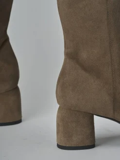 Stivaletti tacco 6cm camoscio beige