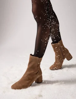 Stivaletti tacco 6cm camoscio beige