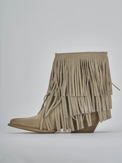 Stivaletti tacco 7cm camoscio beige