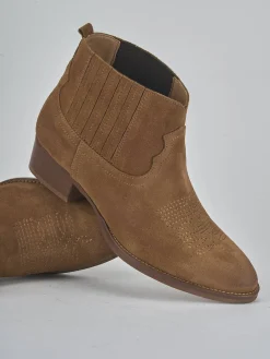 Stivaletti tacco 3cm camoscio marrone