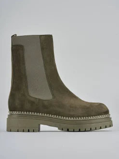 Stivaletti tacco 3cm camoscio verde