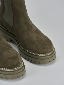 Stivaletti tacco 3cm camoscio verde