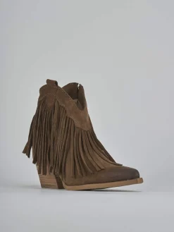 Stivaletti tacco 7cm camoscio marrone