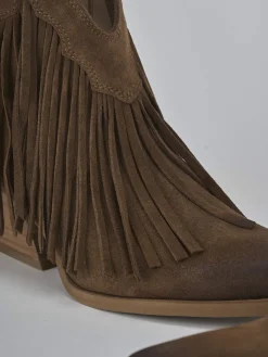 Stivaletti tacco 7cm camoscio marrone