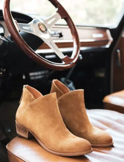 Stivaletti tacco 5cm camoscio marrone