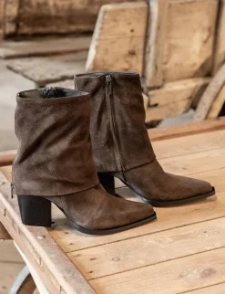 Stivaletti tacco 8cm camoscio testa