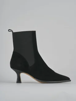 Stivaletti tacco 5cm camoscio nero