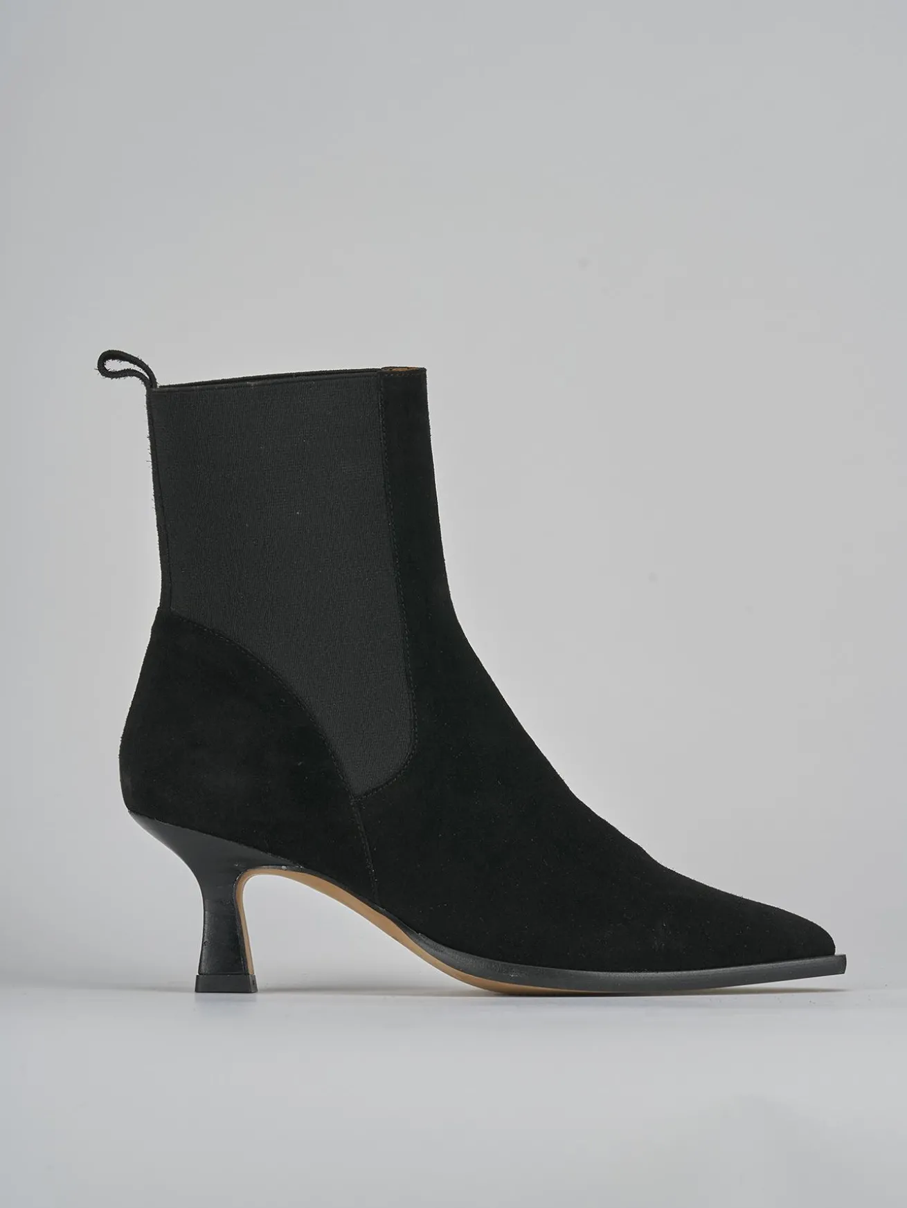 Stivaletti tacco 5cm camoscio nero