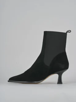 Stivaletti tacco 5cm camoscio nero