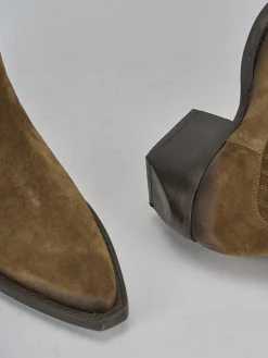 Stivaletti tacco 3cm camoscio marrone