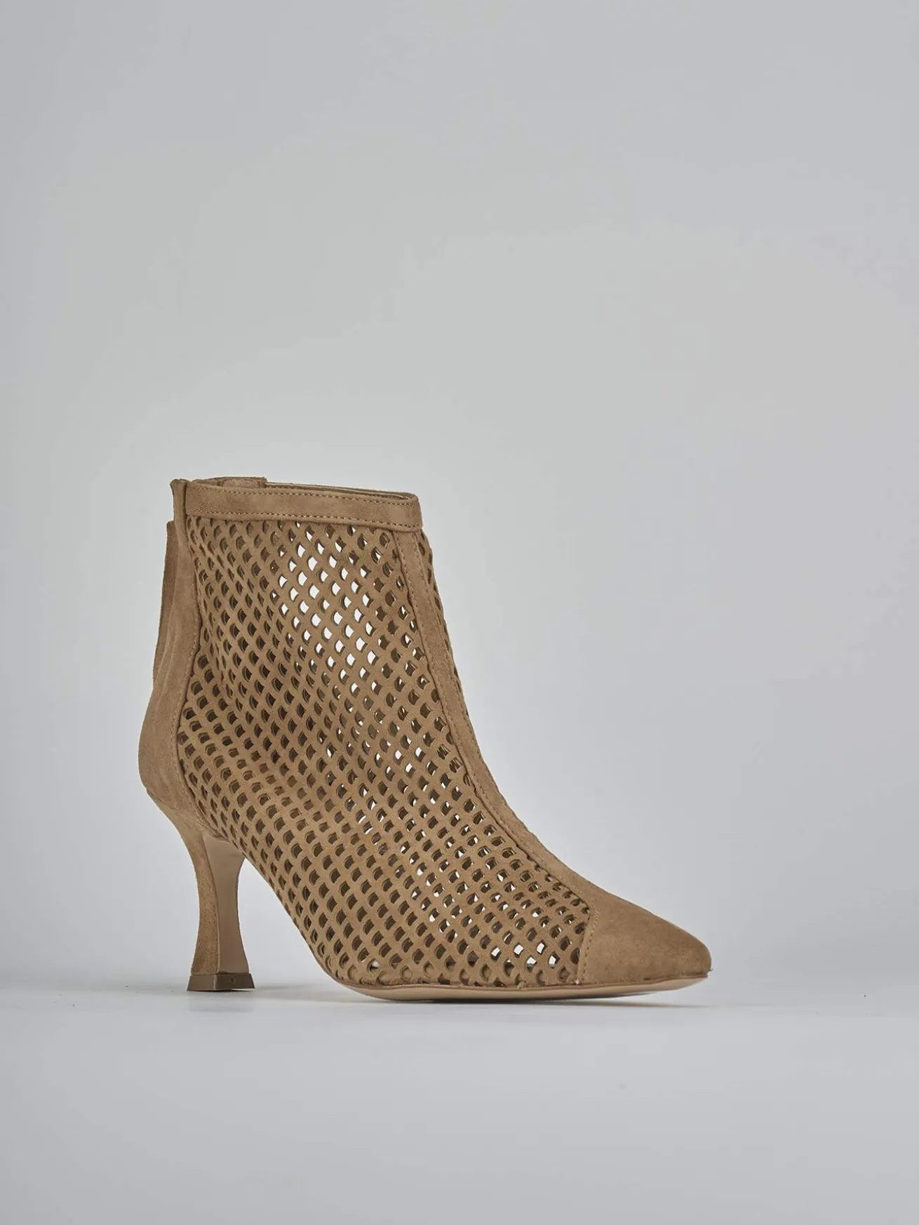 Stivaletti tacco 7cm camoscio marrone