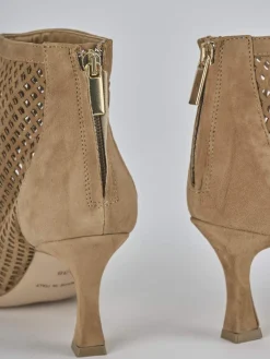 Stivaletti tacco 7cm camoscio marrone