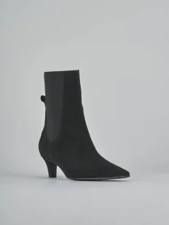 Stivaletti tacco 5cm camoscio nero