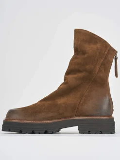 Stivaletti tacco 2cm camoscio marrone