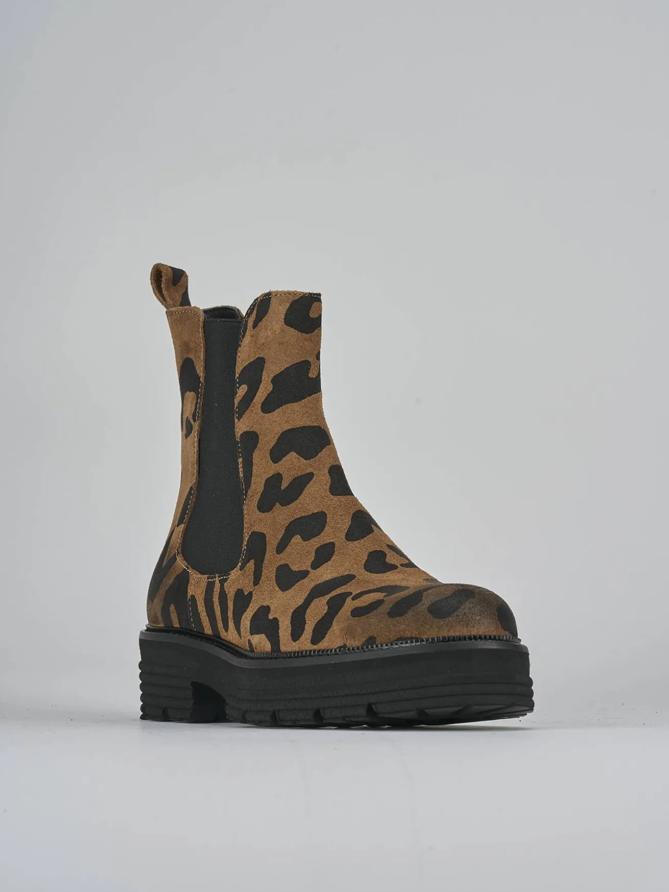 Stivaletti tacco 2cm camoscio multicolor