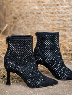 Stivaletti tacco 8cm camoscio sostenible nero