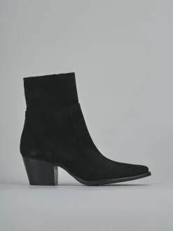 Stivaletti tacco 7cm camoscio nero