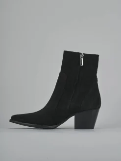 Stivaletti tacco 7cm camoscio nero