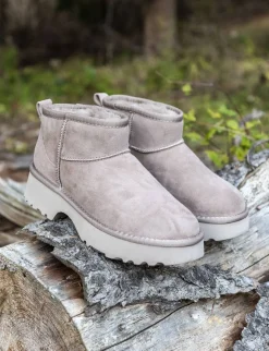 Stivaletti tacco 2cm camoscio beige