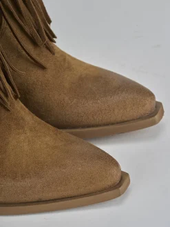 Stivaletti tacco 7cm camoscio marrone