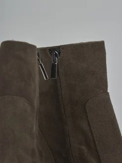 Stivaletti tacco 7cm camoscio beige