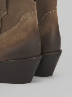 Stivaletti tacco 4cm camoscio beige