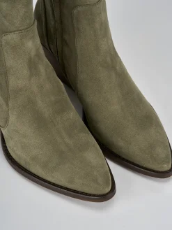 Stivaletti tacco 7cm camoscio verde