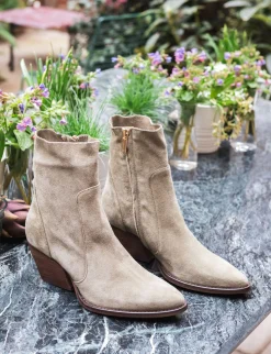 Stivaletti tacco 7cm camoscio verde