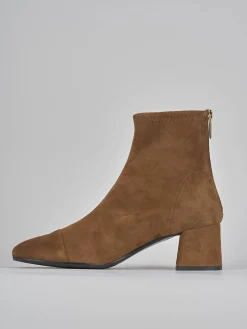 Stivaletti tacco 6cm camoscio marrone