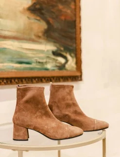 Stivaletti tacco 6cm camoscio marrone