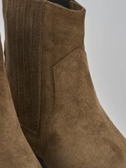 Stivaletti tacco 4cm camoscio marrone