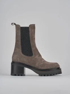 Stivaletti tacco 4cm camoscio grigio