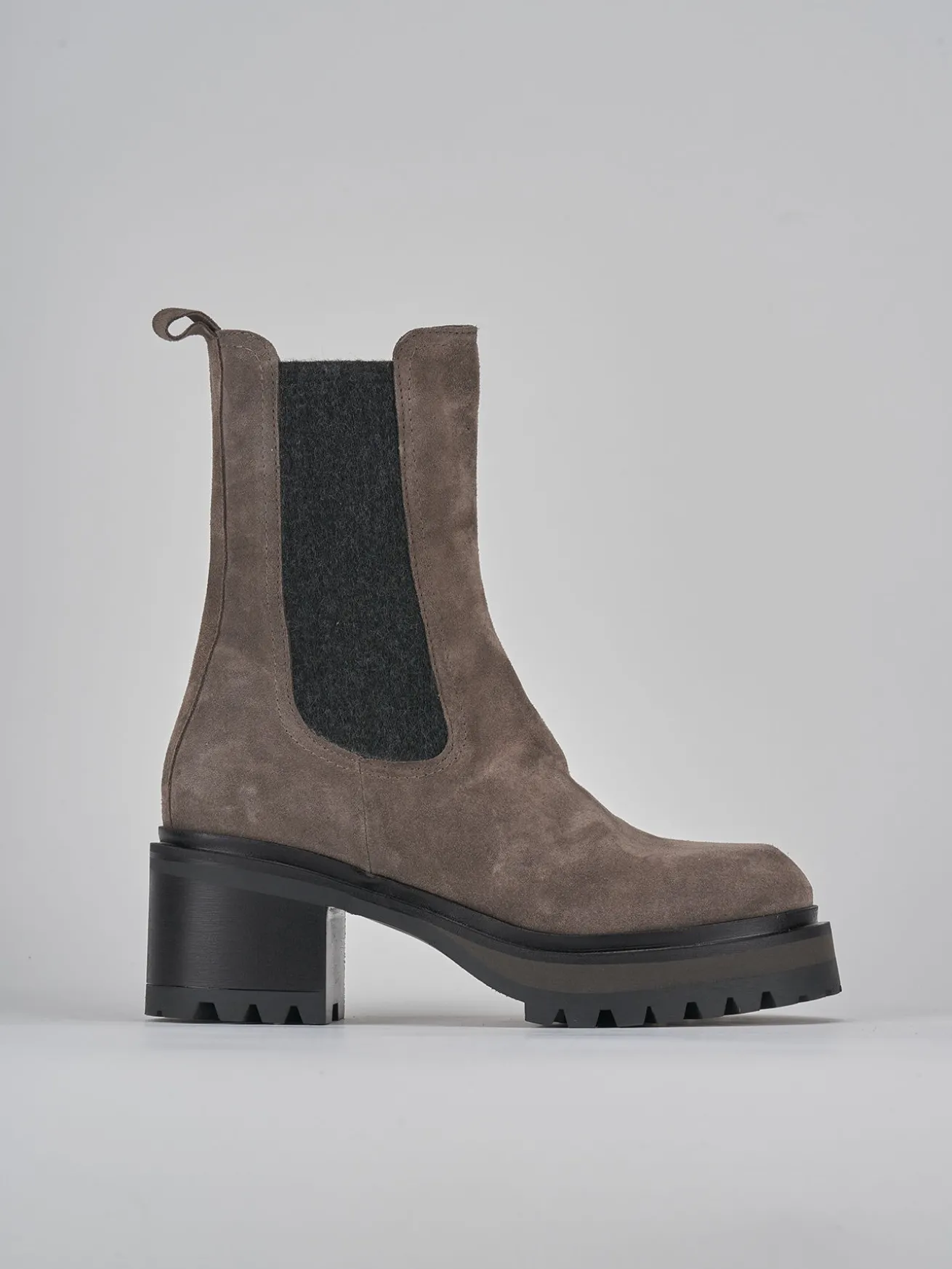 Stivaletti tacco 4cm camoscio grigio